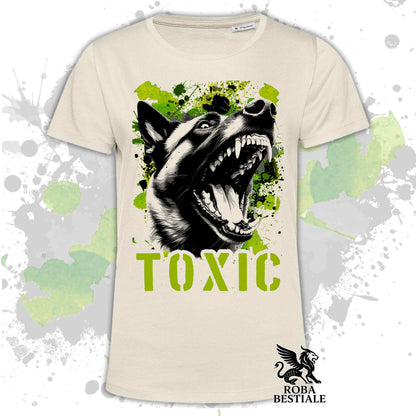 T-Shirt TOXIC - PASTORE BELGA MALINOIS - Bianca o Beige, da Uomo o da Donna - dalla XS alla 5XL