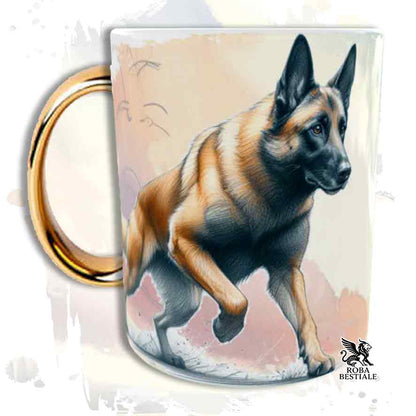 Tazza BEHAVIOR - PASTORE BELGA MALINOIS- In Ceramica, con manico dorato - 330 ml