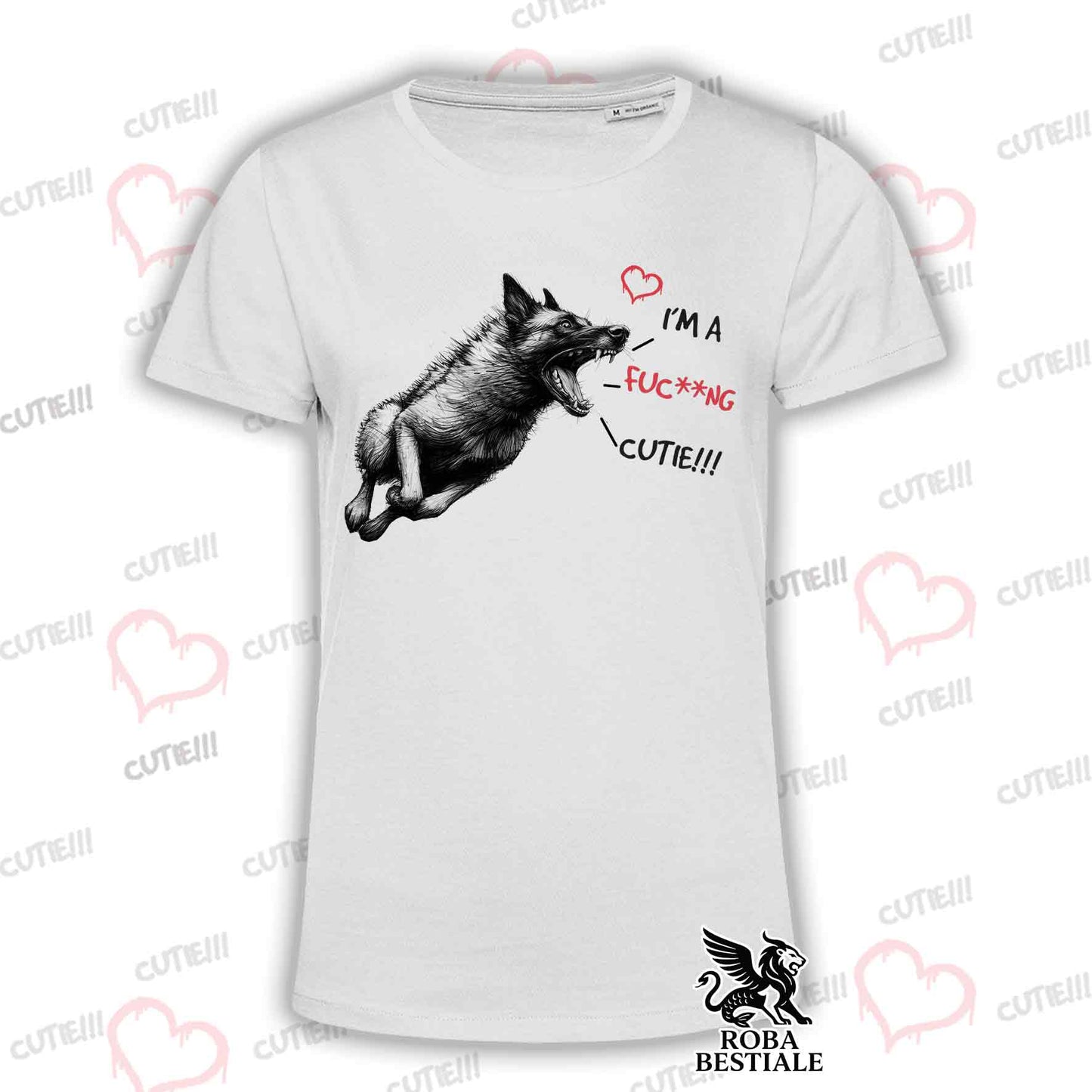 T-Shirt CUTIE - BELGIAN MALINOIS - White or Beige, Men's or Women's - from XS to 5XL