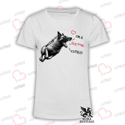 T-Shirt CUTIE - BELGIAN MALINOIS - White or Beige, Men's or Women's - from XS to 5XL