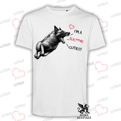 T-Shirt CUTIE - BELGIAN MALINOIS - White or Beige, Men's or Women's - from XS to 5XL