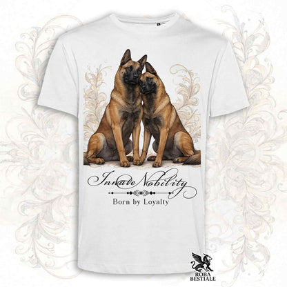 T-Shirt NOBILITY - PASTORE BELGA MALINOIS - Bianca o Beige, da Uomo o da Donna - dalla XS alla 5XL