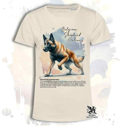 T-Shirt BEHAVIOR - PASTORE BELGA MALINOIS - Bianca o Beige, da Uomo o da Donna - dalla XS alla 5XL