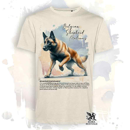 T-Shirt BEHAVIOR - PASTORE BELGA MALINOIS - Bianca o Beige, da Uomo o da Donna - dalla XS alla 5XL
