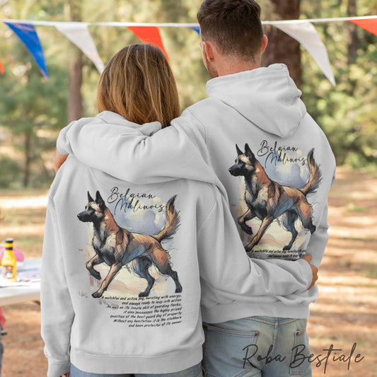Felpa BEHAVIOR - PASTORE BELGA MALINOIS - Standard FCI - Unisex - Grigia - dalla XS alla 3XL