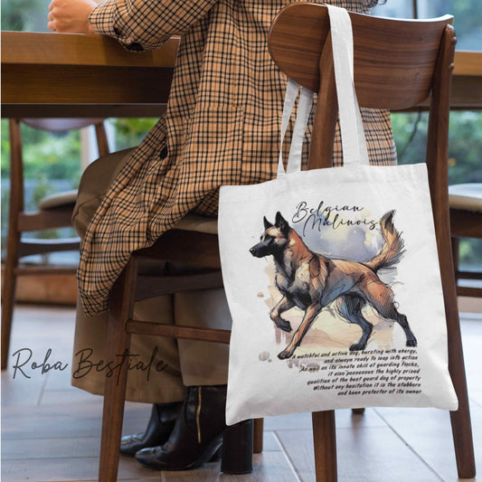 Shopper BEHAVIOR - PASTORE BELGA MALINOIS - Standard FCI - Diversi colori disponibili, 100% Cotone