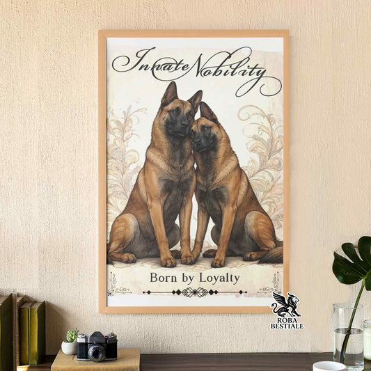 Quadretto NOBILITY - PASTORE BELGA MALINOIS - Con cornice in legno, formato A4