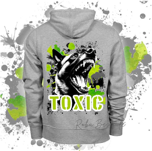 Felpa TOXIC - PASTORE BELGA MALINOIS - Unisex - Grigia - dalla XS alla 3XL