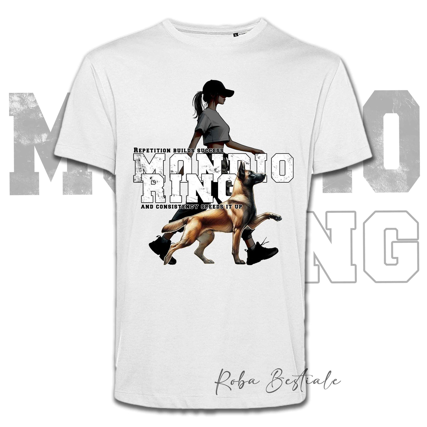 T-Shirt MONDIORING5 - PASTORE BELGA MALINOIS + DONNA - Bianca, Uomo o Donna - dalla XS alla 5XL