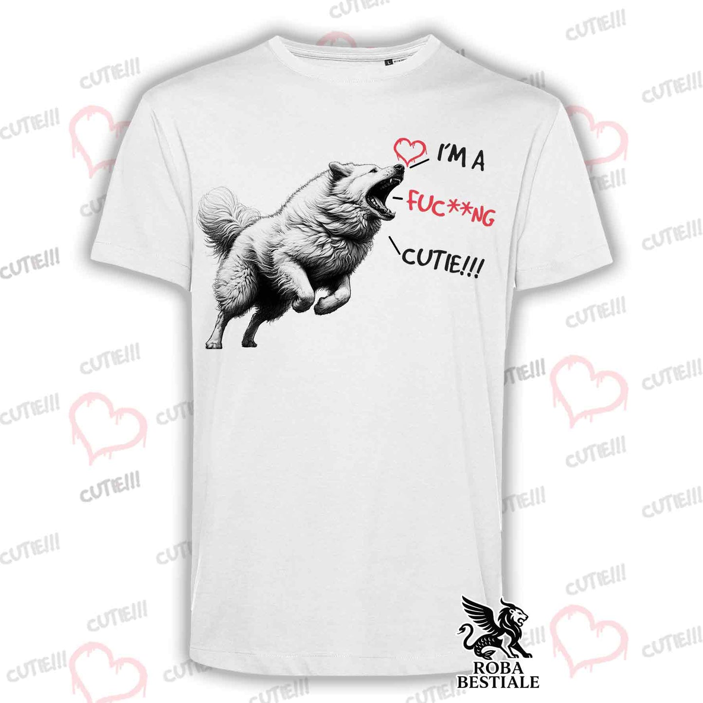 T-Shirt CUTIE - PASTORE MAREMMANO ABRUZZESE - Bianca o Beige, da Uomo o da Donna - dalla XS alla 5XL