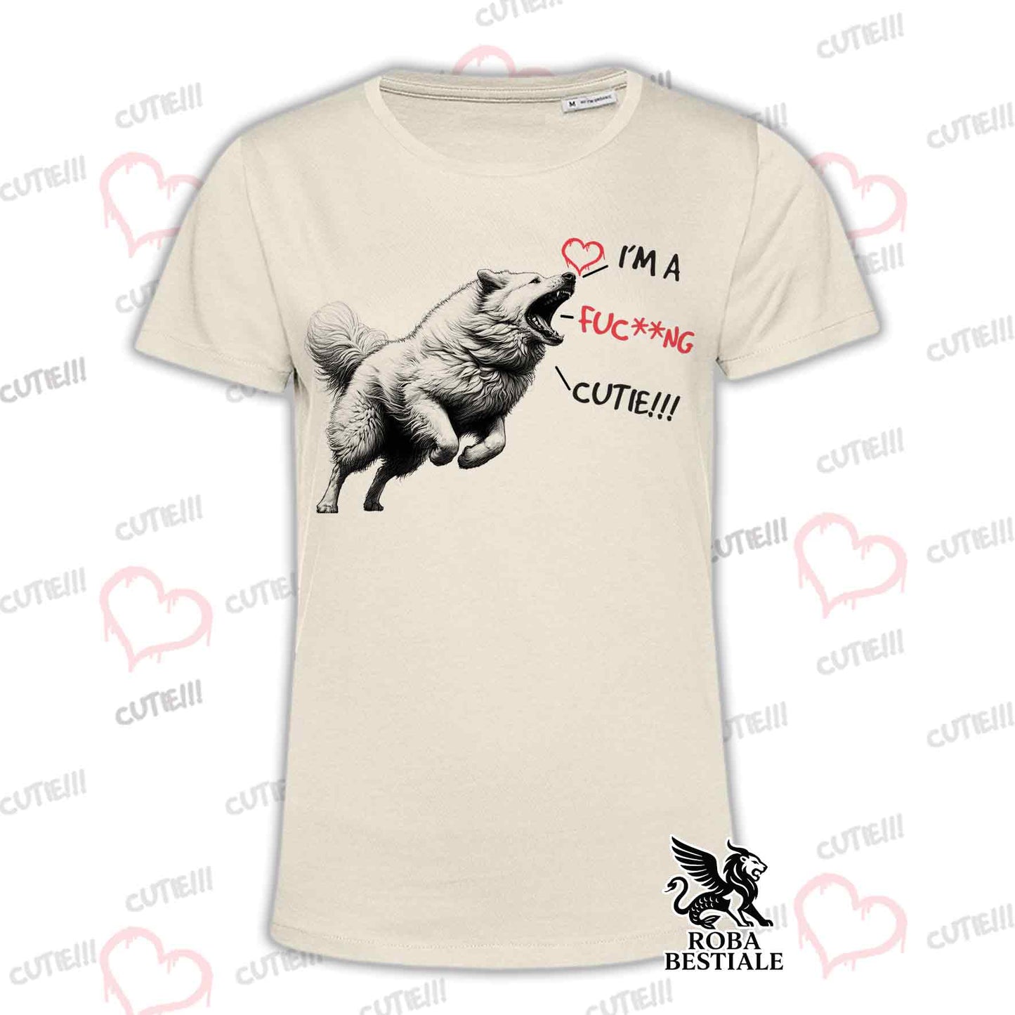 T-Shirt CUTIE - PASTORE MAREMMANO ABRUZZESE - Bianca o Beige, da Uomo o da Donna - dalla XS alla 5XL
