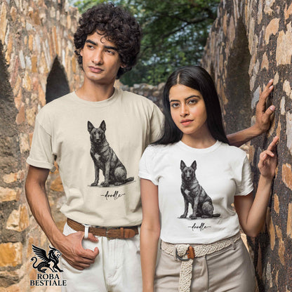 T-Shirt DOODLE - PASTORE OLANDESE a Pelo Corto - Bianca o Beige, da Uomo o da Donna - dalla XS alla 5XL