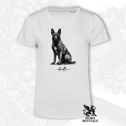 T-Shirt DOODLE - PASTORE OLANDESE a Pelo Corto - Bianca o Beige, da Uomo o da Donna - dalla XS alla 5XL