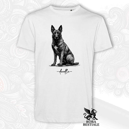T-Shirt DOODLE - PASTORE OLANDESE a Pelo Corto - Bianca o Beige, da Uomo o da Donna - dalla XS alla 5XL