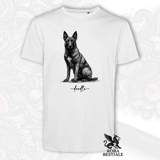 T-Shirt DOODLE - PASTORE OLANDESE a Pelo Corto - Bianca o Beige, da Uomo o da Donna - dalla XS alla 5XL