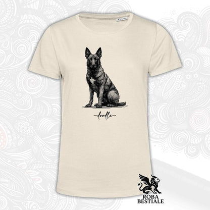 T-Shirt DOODLE - PASTORE OLANDESE a Pelo Corto - Bianca o Beige, da Uomo o da Donna - dalla XS alla 5XL
