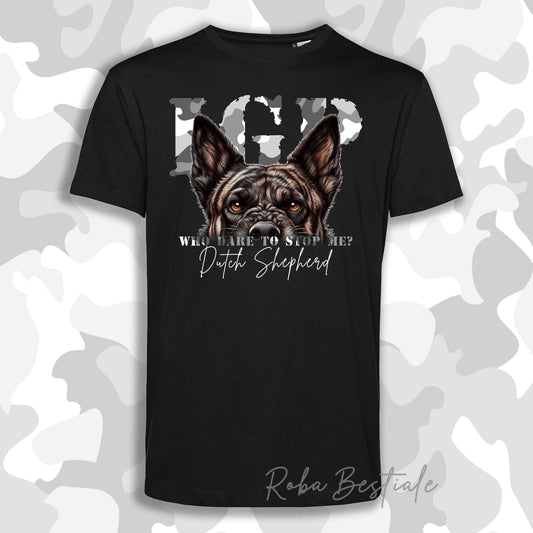 T-Shirt WHO DARE IGP - PASTORE OLANDESE a Pelo Corto - Nera - Stampa in tanti colori! Dalla XS alla 5XL