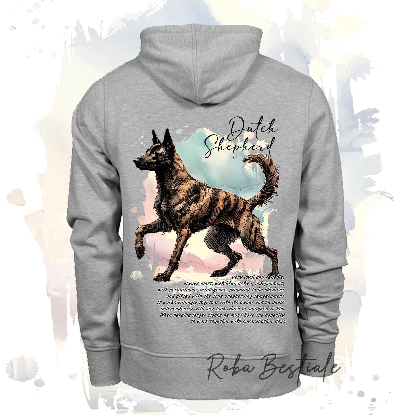 Felpa BEHAVIOR - PASTORE OLANDESE a Pelo Corto - Standard FCI - Unisex - Grigia - dalla XS alla 3XL