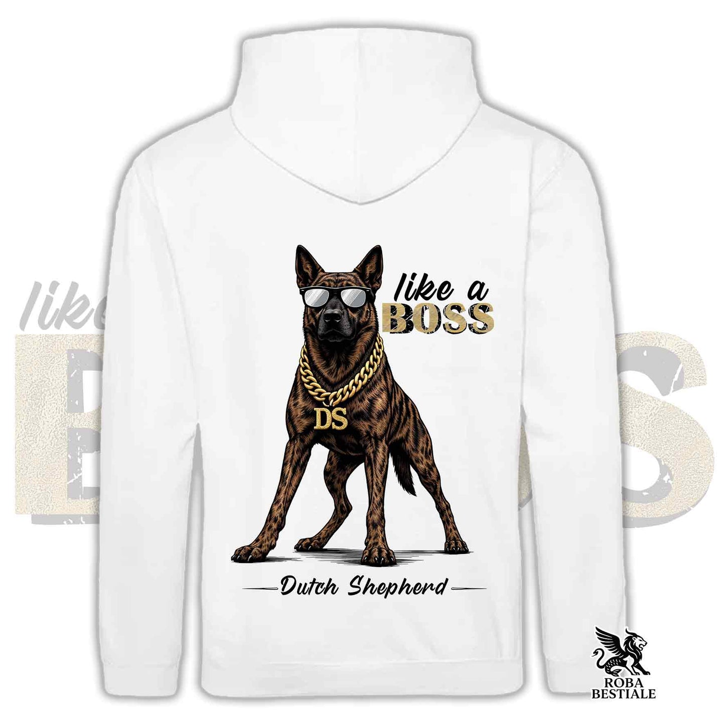 Sweat à capuche LIKE A BOSS - Berger Hollandais Poil Court - Unisex, avec poches kangourou, disponible en plusieurs couleurs - du XS au 3XL