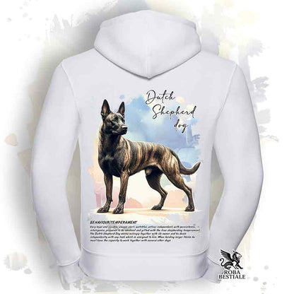 Felpa BEHAVIOR - PASTORE OLANDESE a Pelo Corto - Con Cappuccio e Full Zip, Uomo o Donna, bianca o grigia - dalla XS alla 3XL