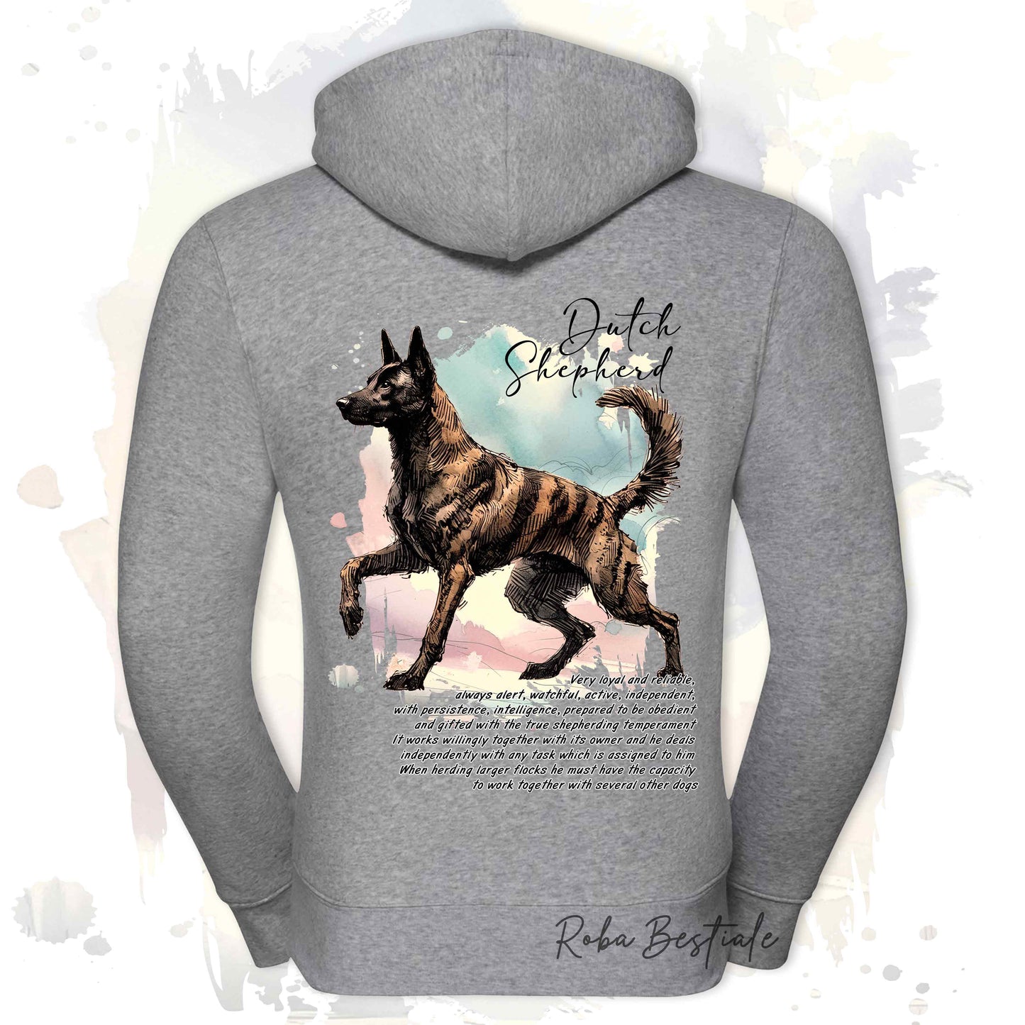 Felpa BEHAVIOR - PASTORE OLANDESE a Pelo Corto - Con Cerniera - Uomo o Donna - Bianca o Grigia - dalla XS alla 3XL