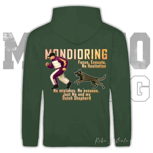 Felpa MONDIORING Chase! - PASTORE OLANDESE a Pelo Corto - Cappuccio e Tasconi, Unisex, in tanti colori - dalla XS alla 5XL