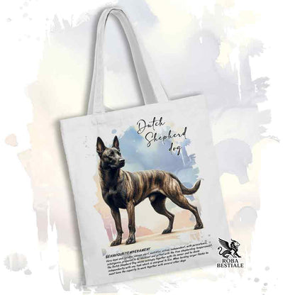 Tote Bag BEHAVIOR - PASTORE OLANDESE a Pelo Corto - 100% Cotone - Bianca o Beige