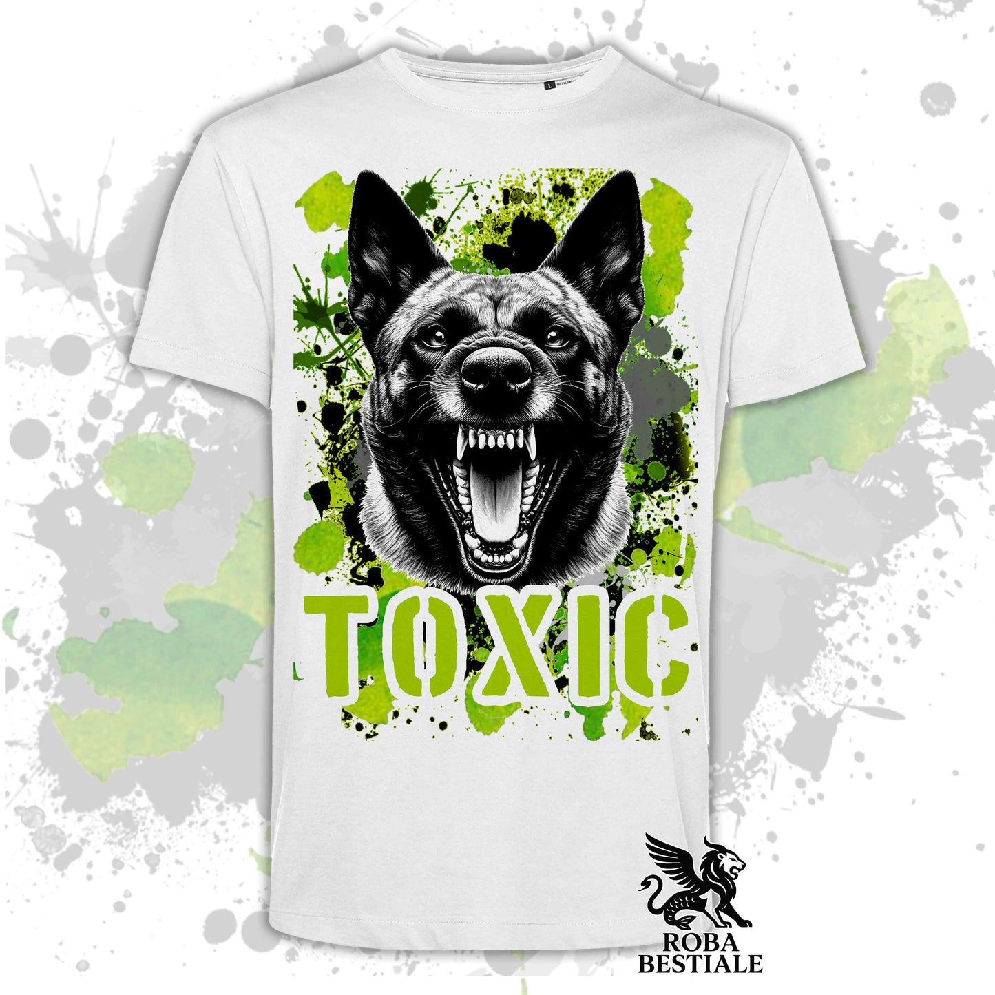 T-Shirt TOXIC - PASTORE OLANDESE a Pelo Corto - Bianca o Beige, da Uomo o da Donna - dalla XS alla 5XL