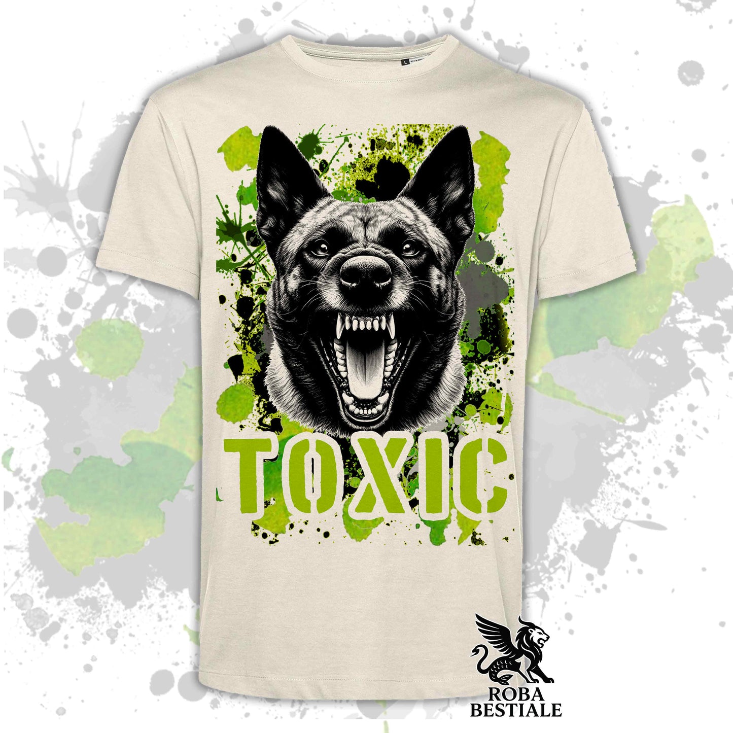 T-Shirt TOXIC - PASTORE OLANDESE a Pelo Corto - Bianca o Beige, da Uomo o da Donna - dalla XS alla 5XL