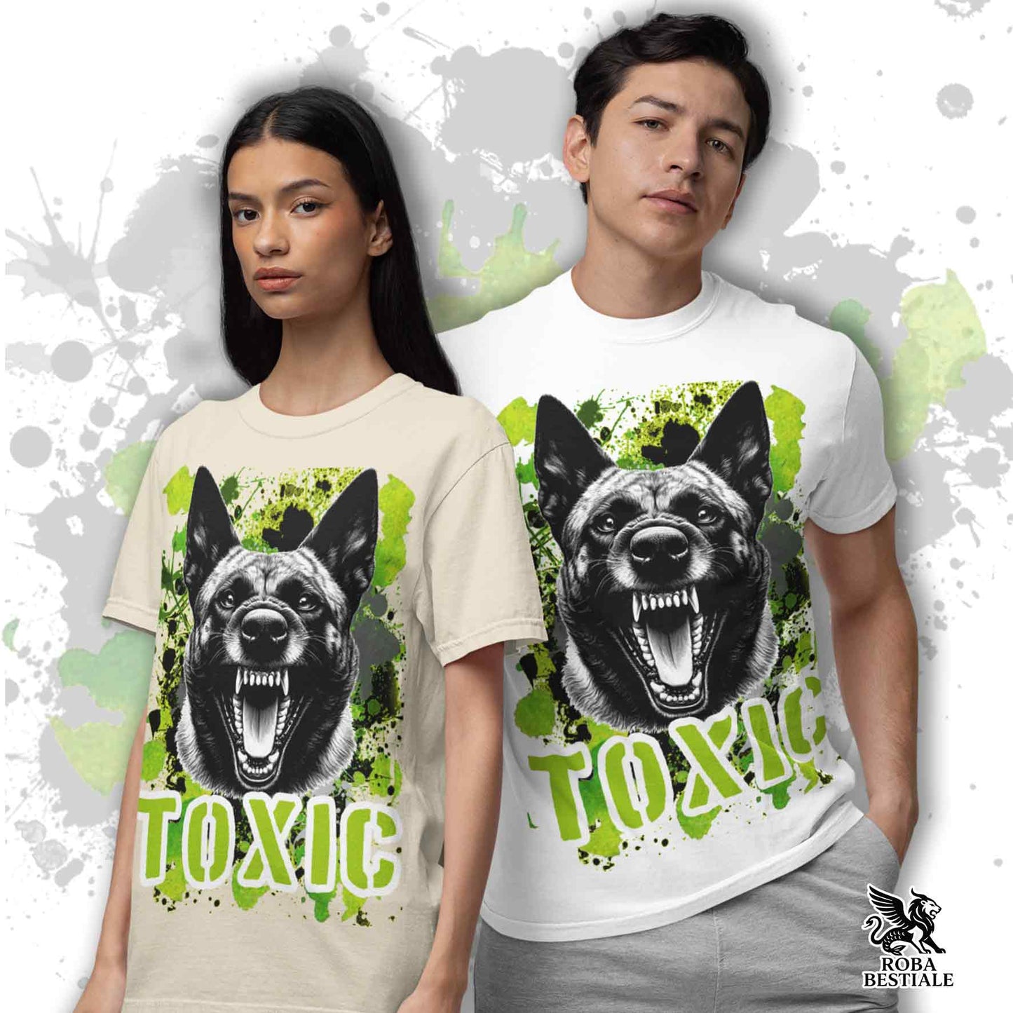 T-Shirt TOXIC - PASTORE OLANDESE a Pelo Corto - Bianca o Beige, da Uomo o da Donna - dalla XS alla 5XL