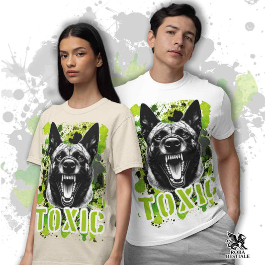 T-Shirt TOXIC - PASTORE OLANDESE a Pelo Corto - Bianca o Beige, da Uomo o da Donna - dalla XS alla 5XL