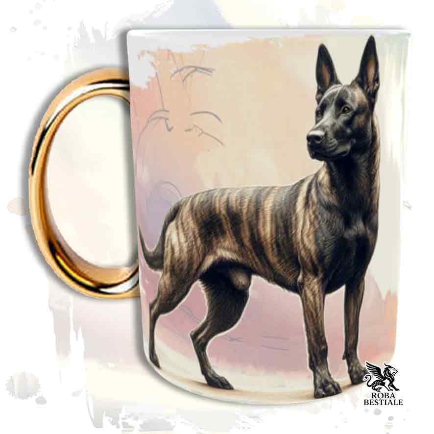 Tazza BEHAVIOR - PASTORE OLANDESE a Pelo Corto- In Ceramica, con manico dorato - 330 ml