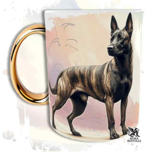 Tazza BEHAVIOR - PASTORE OLANDESE a Pelo Corto- In Ceramica, con manico dorato - 330 ml