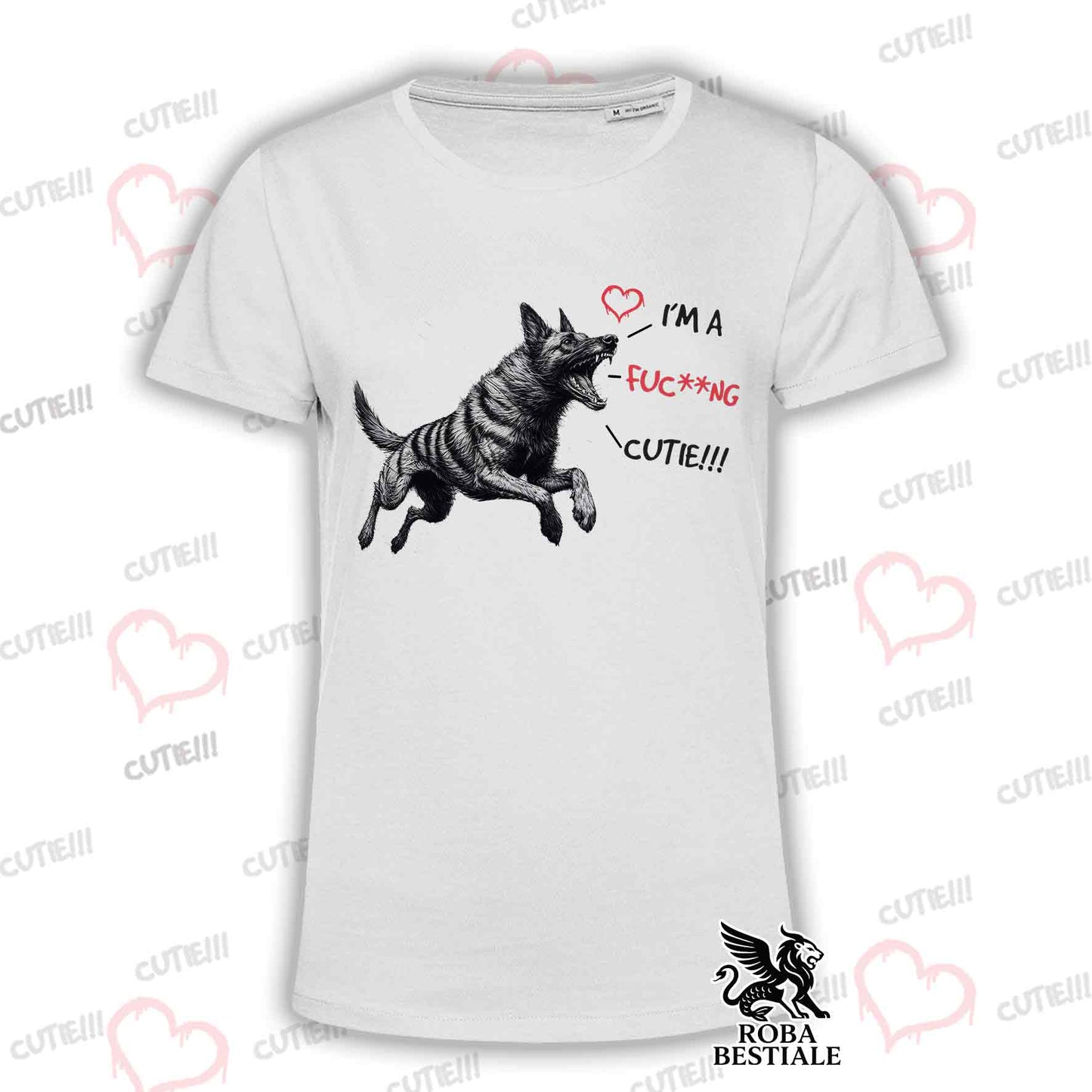 T-Shirt CUTIE - PASTORE OLANDESE a Pelo Corto - Bianca o Beige, da Uomo o da Donna - dalla XS alla 5XL