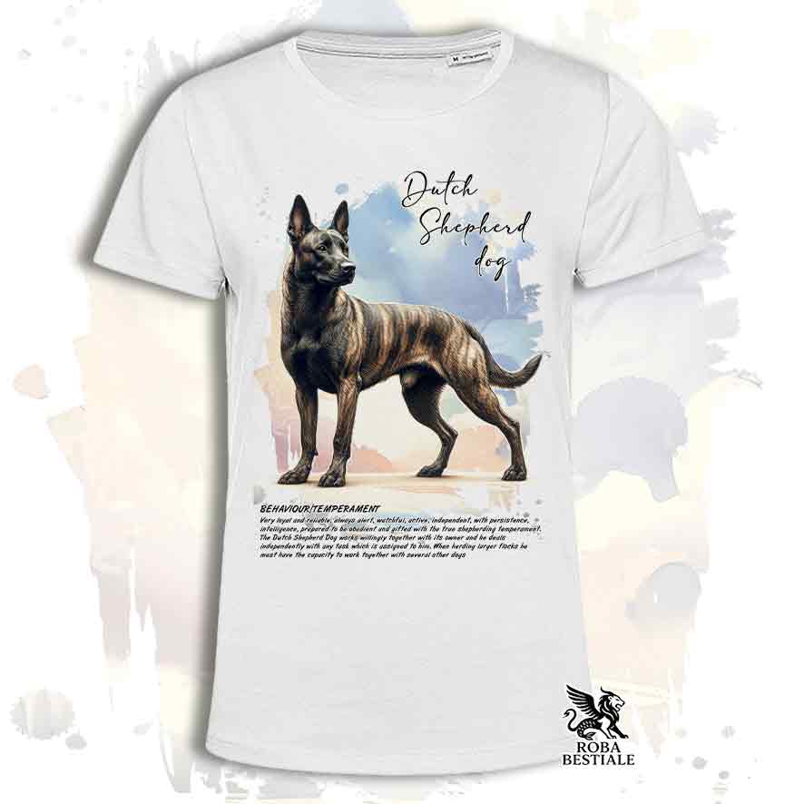 T-shirt BEHAVIOR - CHIEN DE BERGER NÉERLANDAIS à Poil Court - Blanc ou Beige, Homme ou Femme - du XS au 5XL