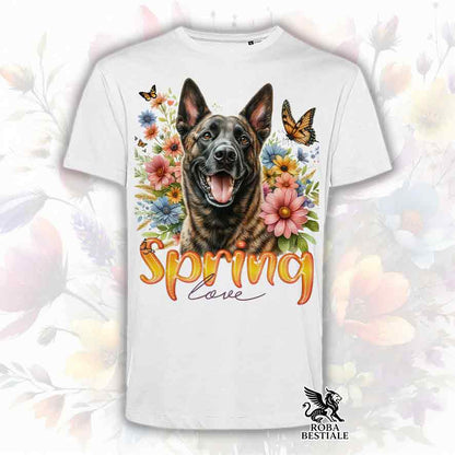 T-Shirt SPRING LOVE - PASTORE OLANDESE a Pelo Corto - Bianca o Beige, da Uomo o da Donna - dalla XS alla 5XL