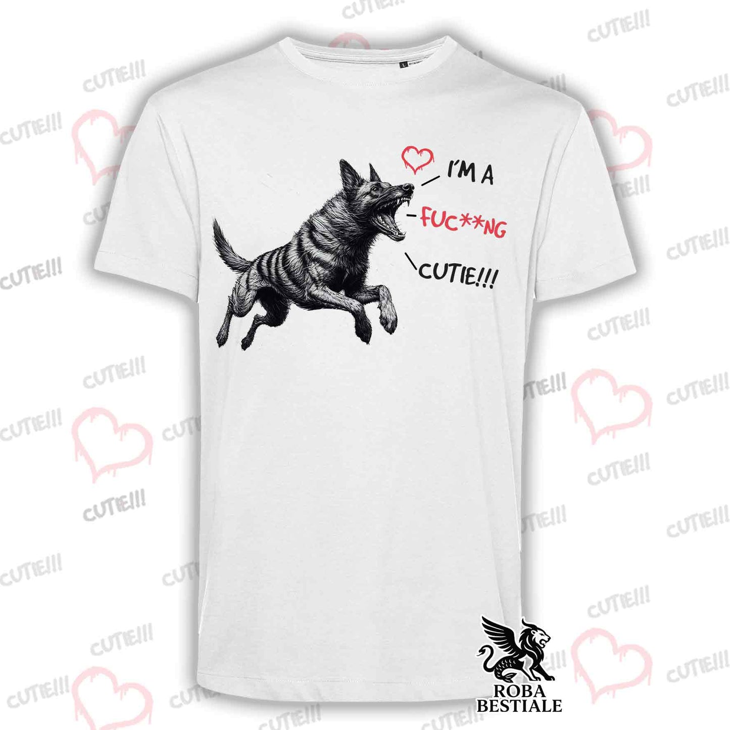 T-Shirt CUTIE - PASTORE OLANDESE a Pelo Corto - Bianca o Beige, da Uomo o da Donna - dalla XS alla 5XL