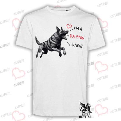 T-Shirt CUTIE - PASTORE OLANDESE a Pelo Corto - Bianca o Beige, da Uomo o da Donna - dalla XS alla 5XL