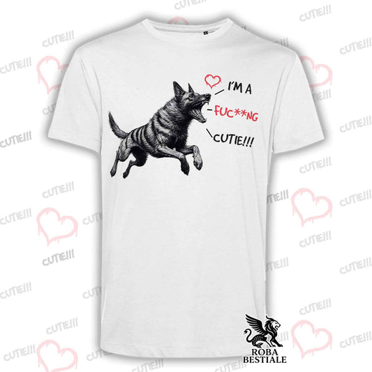 T-Shirt CUTIE - PASTORE OLANDESE a Pelo Corto - Bianca o Beige, da Uomo o da Donna - dalla XS alla 5XL