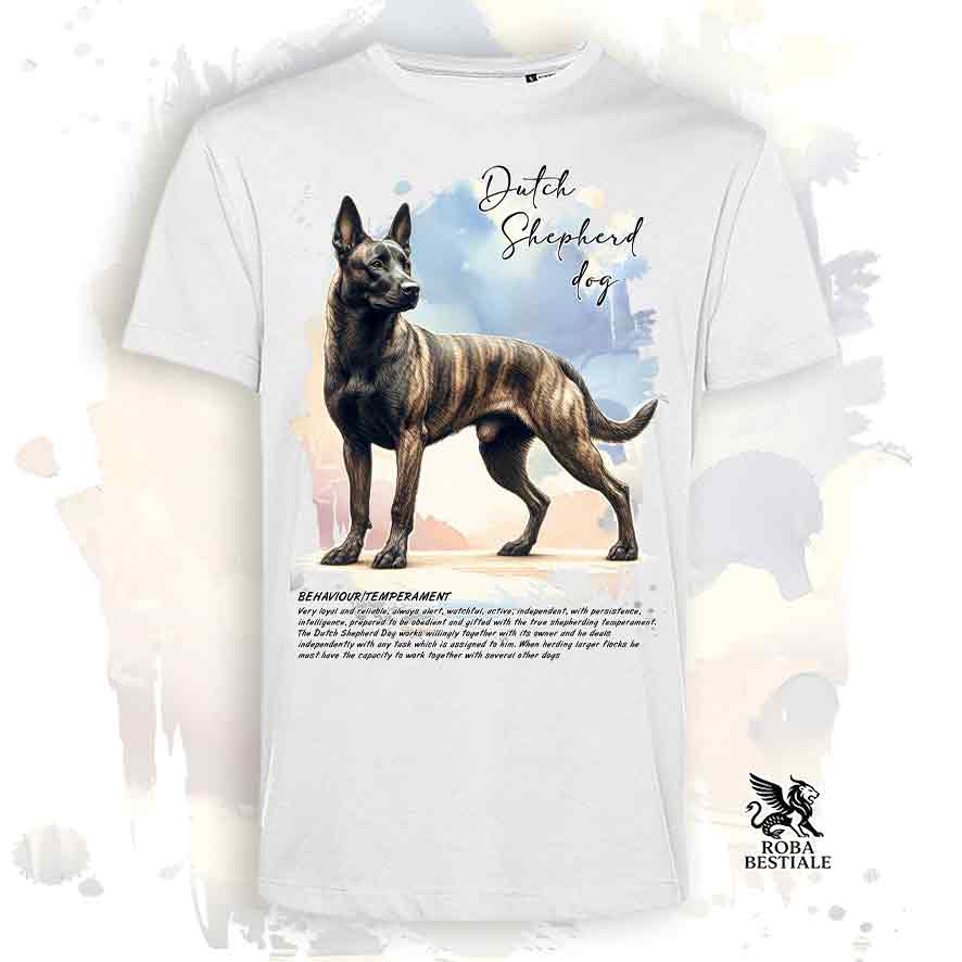 T-shirt BEHAVIOR - CHIEN DE BERGER NÉERLANDAIS à Poil Court - Blanc ou Beige, Homme ou Femme - du XS au 5XL