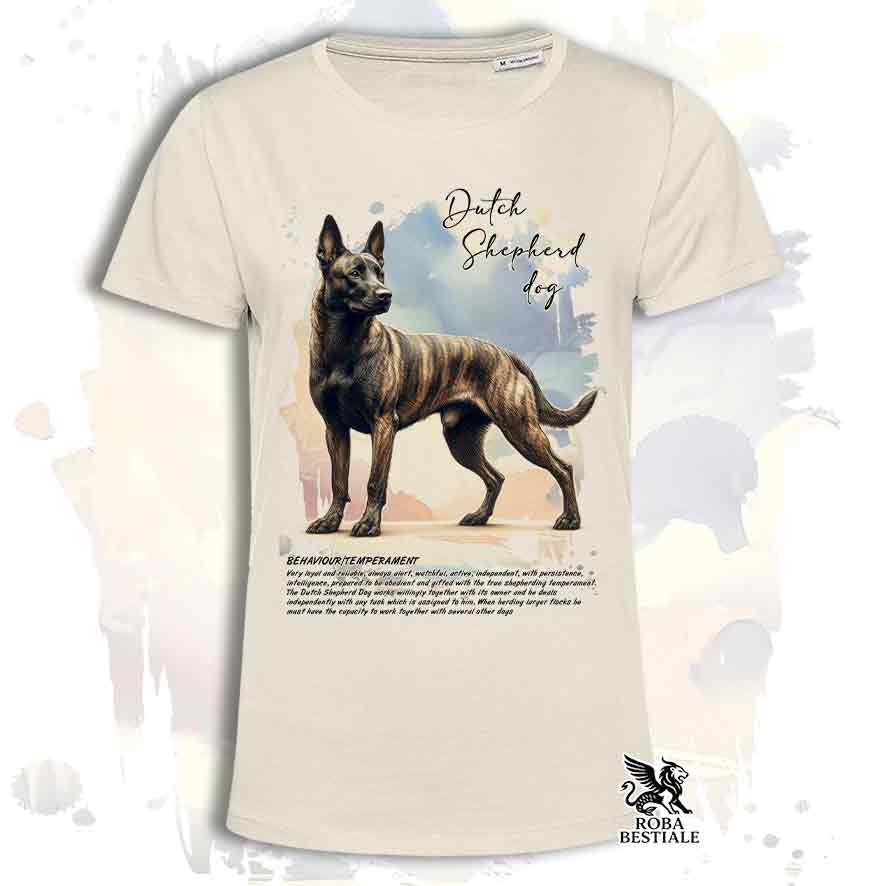 T-shirt BEHAVIOR - CHIEN DE BERGER NÉERLANDAIS à Poil Court - Blanc ou Beige, Homme ou Femme - du XS au 5XL