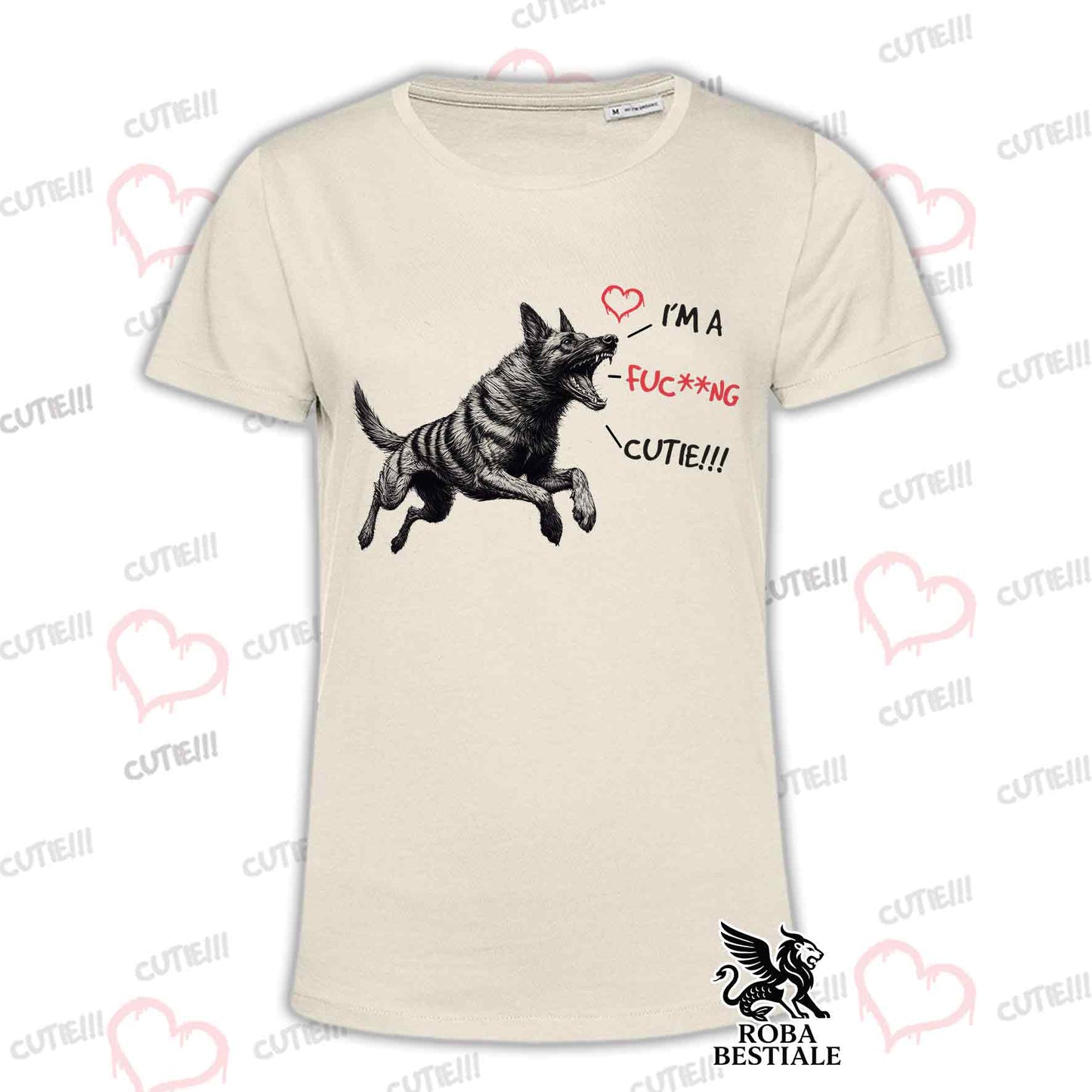 T-Shirt CUTIE - PASTORE OLANDESE a Pelo Corto - Bianca o Beige, da Uomo o da Donna - dalla XS alla 5XL