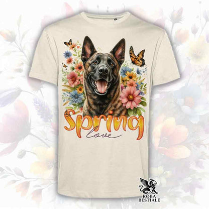 T-Shirt SPRING LOVE - PASTORE OLANDESE a Pelo Corto - Bianca o Beige, da Uomo o da Donna - dalla XS alla 5XL