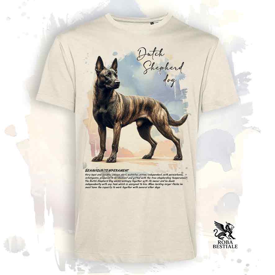 T-shirt BEHAVIOR - CHIEN DE BERGER NÉERLANDAIS à Poil Court - Blanc ou Beige, Homme ou Femme - du XS au 5XL