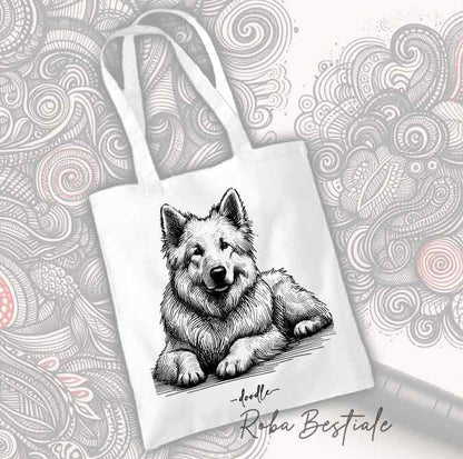 Shopper DOODLE - PASTORE SVIZZERO BIANCO