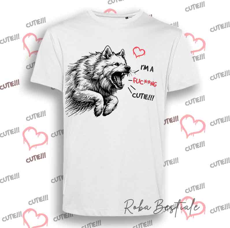 T-Shirt I'M A FUC**NG CUTIE - PASTORE SVIZZERO BIANCO