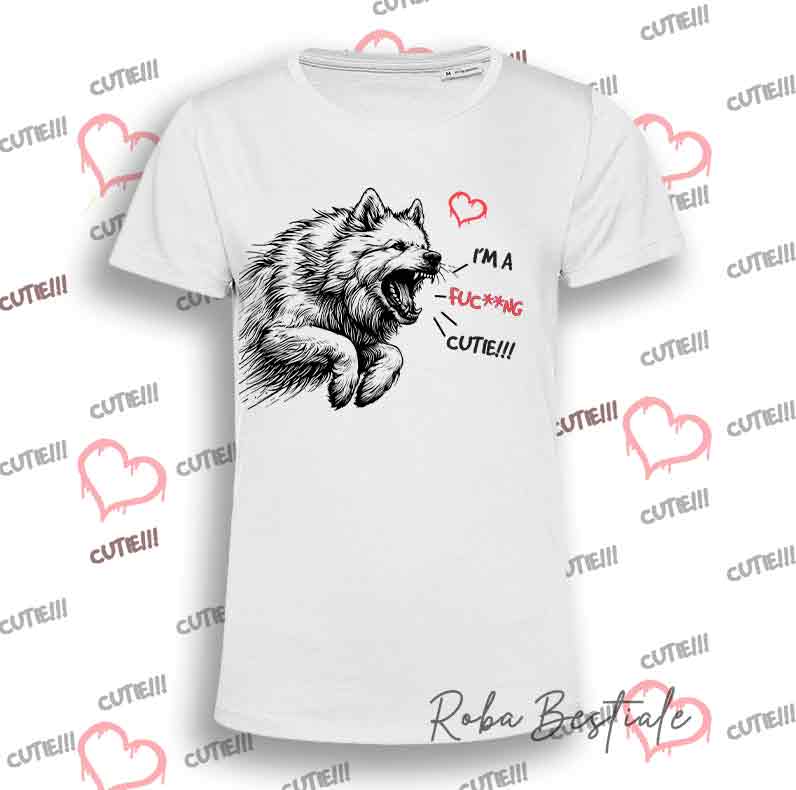T-Shirt I'M A FUC**NG CUTIE - PASTORE SVIZZERO BIANCO
