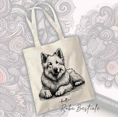 Shopper DOODLE - PASTORE SVIZZERO BIANCO