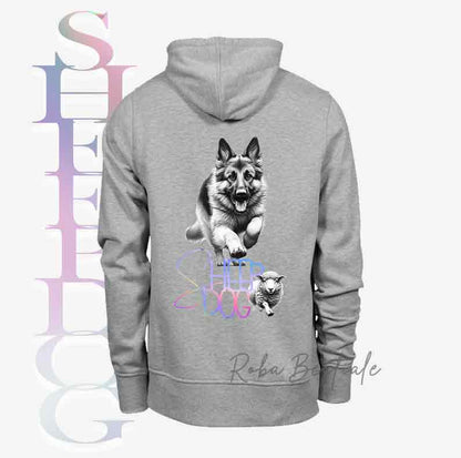 Felpa FLASHY SHEEPDOG - PASTORE TEDESCO - Unisex - Nera o Grigia - dalla XS alla 3XL - Scritta Olografica Cangiante!