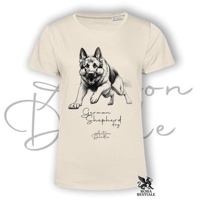 T-shirt ACTION DOODLE - BERGER ALLEMAND - Blanche ou Beige, Homme ou Femme - du XS au 5XL